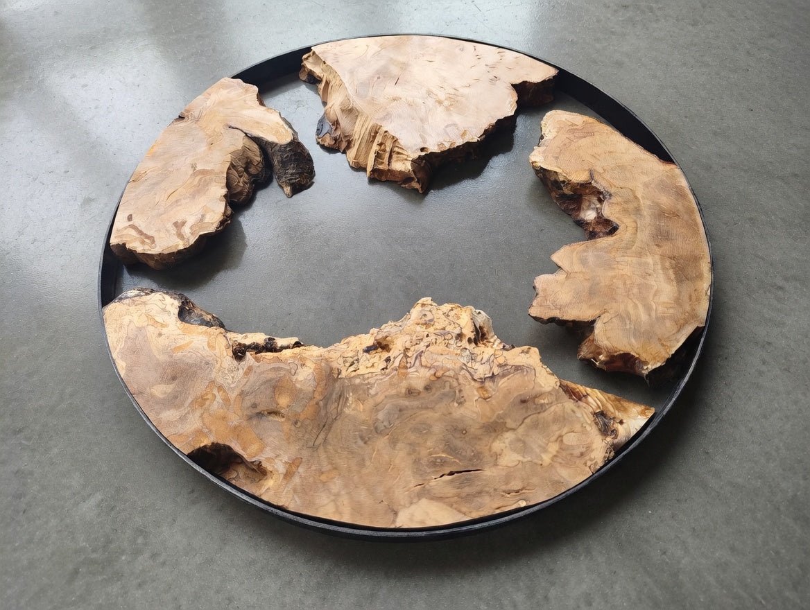 Round Olive Slab Set 4 Pcs