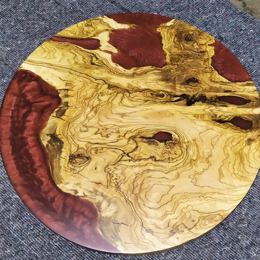 20" Round Olive Slab For Epoxy Project