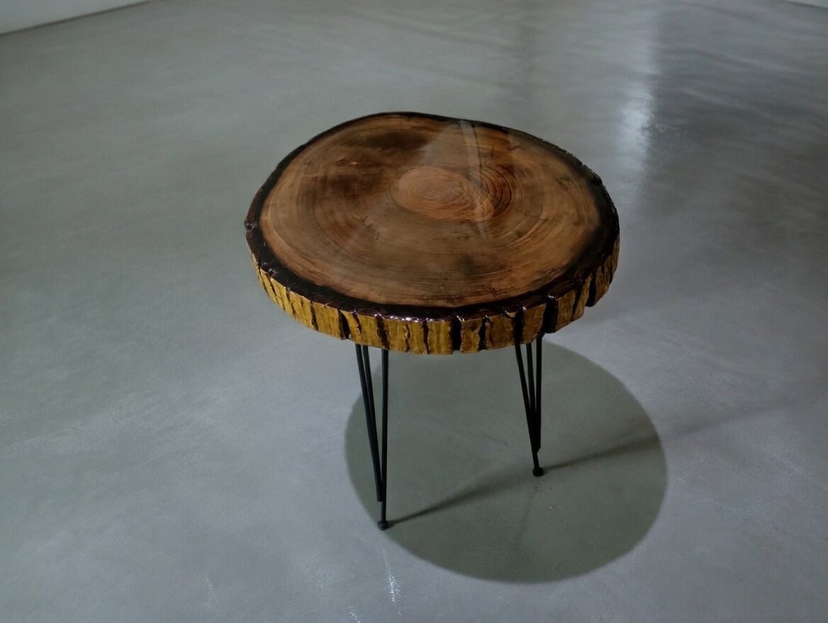 Epoxy Walnut End Table 12"-16"