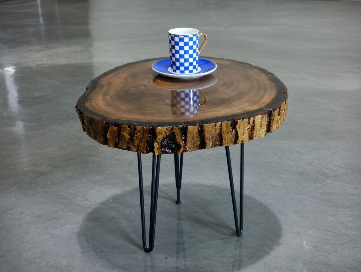 Epoxy Walnut End Table 12"-16"