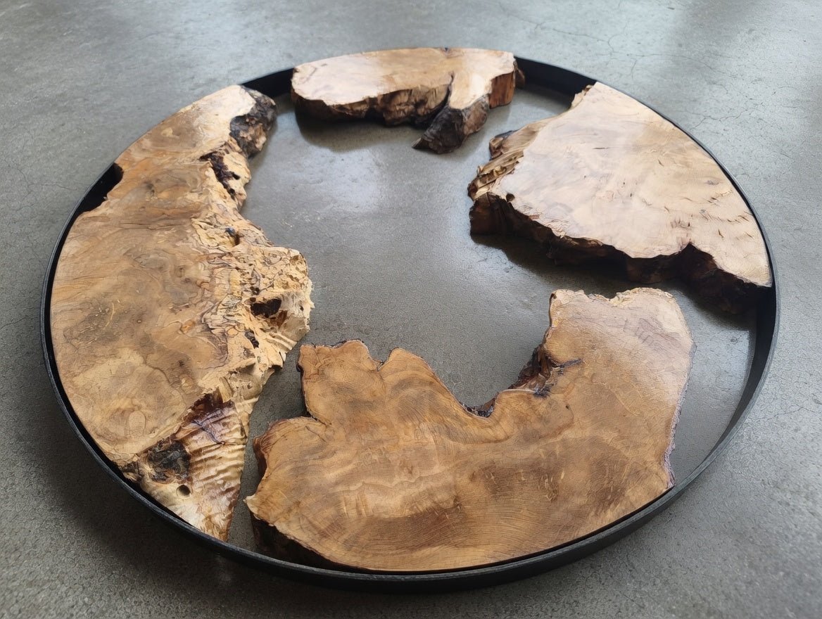 Round Olive Slab Set 4 Pcs